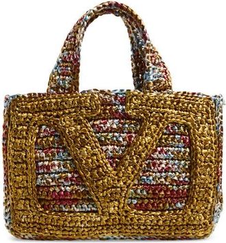 Valentino Garavani Small Viva Superstar Raffia Tote in Brown Multi at Nordstrom