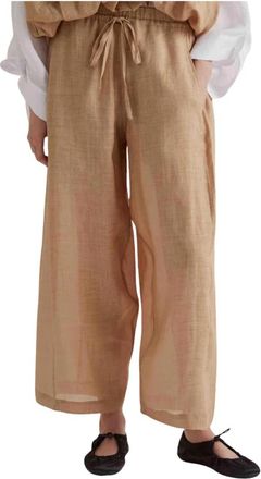 Meimeij Long Drawstring Broeken - Dames - Wijde Broeken - Beige - S - Broeken