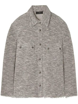 Alanui raw-edge m&eacute;lange cotton overshirt - men - Cotton/Cotton - S - Neutrals