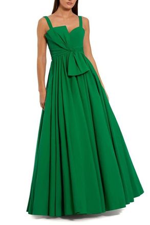 Mac Duggal Pleated A-Line Gown with Twist Bow Detail in Spring Green at Nordstrom, Size 16
