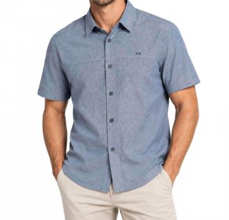 A|X Armani Exchange Mens Ramani Exchange Look Short Sleeve Shirt In Medium Blue