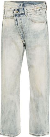 R13 Crossover mid-rise tapered jeans - women - Cotton/Calf Leather - 27 - Blue