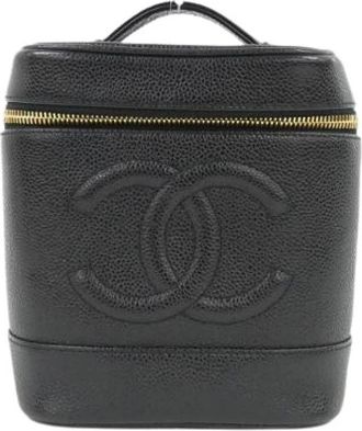 Chanel Pre-owned Handbags, female, Black, Size: ONE SIZE Pre-owned Grained Calfskin Handbag