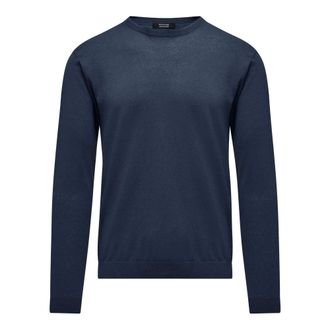 Bomboogie Su&eacute;ter de cuello redondo de lino y algod&oacute;n - Knitwear - Hombre - Azul - 2XL