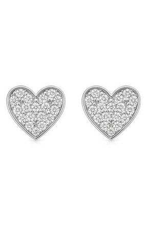 House of Frosted Clara 14K White Gold Plate Sterling Silver White Topaz Heart Stud Earrings at Nordstrom Rack