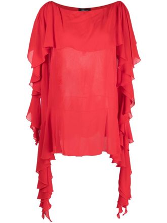 Blumarine draped semi-sheer blouse - Red