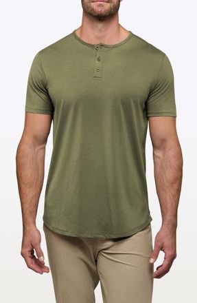 Cuts AO Curved Hem Short Sleeve Henley in Capers at Nordstrom, Size Xx-Large