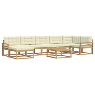vidaXL Conjunto De Sof&aacute;s De Exterior 8 Pcs Blanco Y Crema Vidaxl