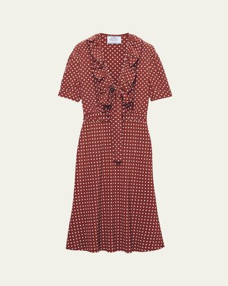 Prada Polka Dot Silk Midi Dress