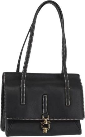 Ferragamo Pre-owned Shoulder Bags, female, Black, Size: ONE SIZE Pre-owned Leather Shoulder Bag