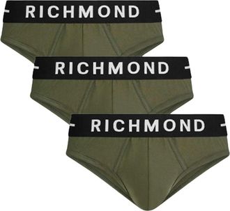 John Richmond Tripack slip vita bassa in cotone pettinato - Heren - Onderbroek - Groen - S - Katoen - Ondergoed