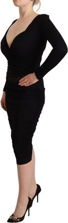 Gianfranco Ferre Long Sleeves Sweetheart Neck Midi Womens Dress