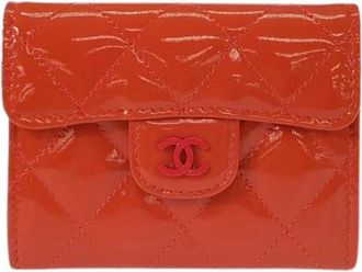 Chanel Pre-owned Orange Patent Leather Coin Card Case - Dames - Vintage Accessoires - Oranje - ONE Size - Leer - Vintage