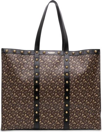Burberry Pre-owned Burberry TB Monogram E Canvas and Studded Leather Horizontal Tote Ladies EC3S97EZDOQOAMZJ