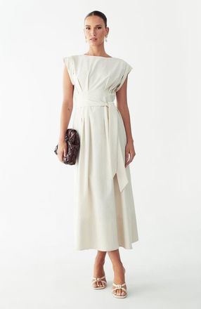 Willa Lecia Midi Dress in Natural at Nordstrom, Size 12
