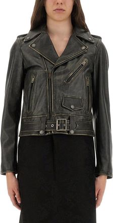 Golden Goose Womens Black Leather Clothing Jackets - Dark Grey - Size EU 40 (Womens)