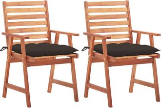 vidaXL Vidaxl - Sillas Comedor De Jard&iacute;n 2 Uds Madera Maciza Acacia Y Cojines