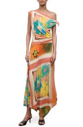 Staud Portia Floral Print One-Shoulder Maxi Dress in Superbloom at Nordstrom, Size 16
