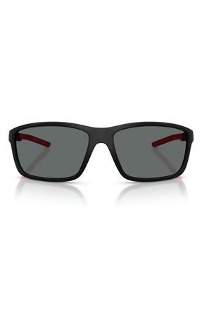Ferrari 65mm Oversize Polarized Pillow Sunglasses in Matte Black /Polar Grey at Nordstrom
