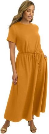 Jessica London Drawstring Maxi Dress in Rich Gold at Nordstrom, Size Small