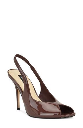 Nine West Pretta Slingback Peep Toe Pump in Medium Brown at Nordstrom, Size 10.5