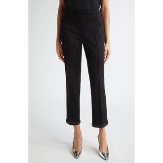 Akris Franca Embellished Crop Straight Leg Pants in Black at Nordstrom, Size 4