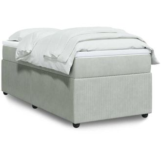 vidaXL Cama Box Spring Con Colch&oacute;n Terciopelo Gris Claro 100x200 Cm Vidaxl