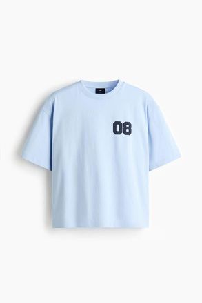 H&M Oversized Fit Printed T-shirt in Light Blue/sports Archives at Nordstrom, Size Xx-Large