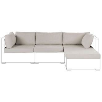 Beliani Conjunto De Fundas Para Cojines De Exterior De Tela Beige Para Asiento Y Respaldo Sano Ii