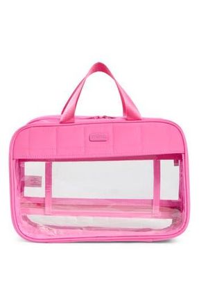 Mytagalongs Box Quilted Clear Toiletry Case in Hot Pink at Nordstrom Rack