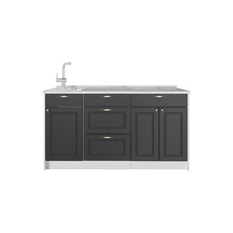 Vicco Bloque De Cocina Fame-line, Antracita-oro Landhaus, 150 Cm Sin Encimera, Vicco
