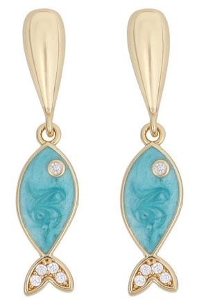 Panacea Fish Charm Linear Drop Earrings in Turquoise at Nordstrom