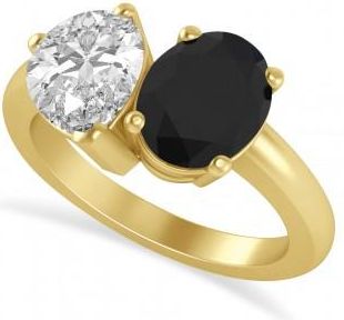 Allurez Oval/Pear Black & White Diamond Toi et Moi Ring 18k Yellow Gold (4.50ct)