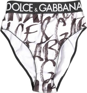 Dolce & Gabbana Ondergoed, Dames, Wit, S, Polyester, Graphic Logo High Brief