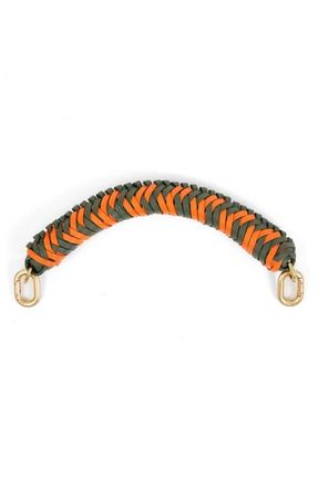 Clare Vivier Braided Leather Top Handle in Army/Neon Orange at Nordstrom
