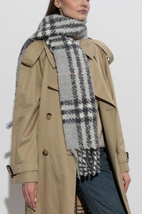 Burberry Scarf With A Check Pattern, Unisex, Grey