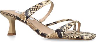 Steve Madden Womens Leather Ajay Snakeprint Sandals - Beige - Size UK 7
