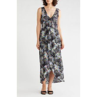 Lovestitch Front Twist High Low Maxi Dress in Black/Blue at Nordstrom Rack, Size Medium