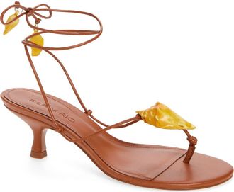 Farm Rio Shell Macrame Kitten Heel Sandal in Cuoio at Nordstrom, Size 9.5