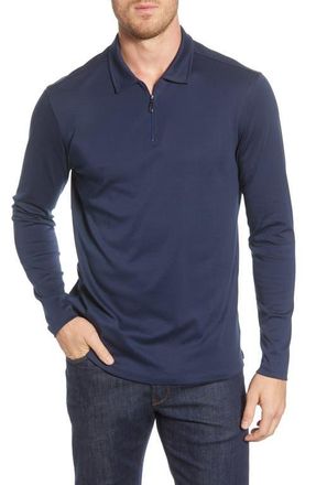 Robert Barakett Georgia Long Sleeve Zip Polo in Blue Night at Nordstrom, Size X-Large
