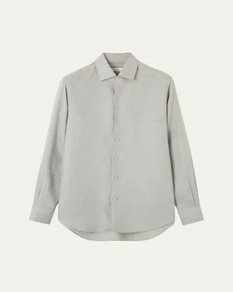 Loro Piana Mens Andre Long-Sleeve Linen Shirt