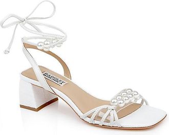 Badgley Mischka Dejah Pearl Ankle-Tie Low Block Sandals