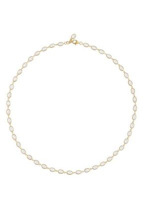 Freya Rose Oval Crystal Framed Necklace in Gold at Nordstrom