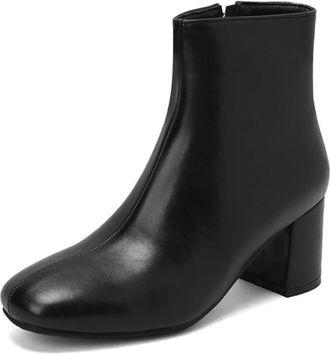 Generic Womens Square Toe Chunky Heel Ankle Boots with Side Zipper for Style and Comfort,Black,5.5 UK