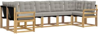 vidaXL Conjunto De Sof&aacute;s De Exterior 7 Uds. Blanco Y Gris Claro Vidaxl