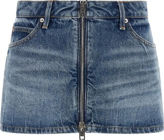 Alexander Wang Zip Front Mini Skort - female - Alexander Wang - Denim Skirts - Blue - W24 - Skirts