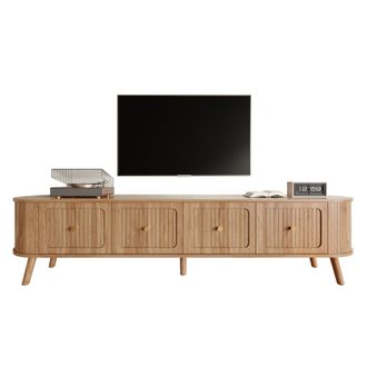 STILVORA Mueble Tv Con 4 Puertas Abatibles Y Tiradores Dorados, Estilo Vintage, Sal&oacute;n, 180&times;38&times;47 Cm, En Mdf Y Tablero De Part&iacute;culas, Roble