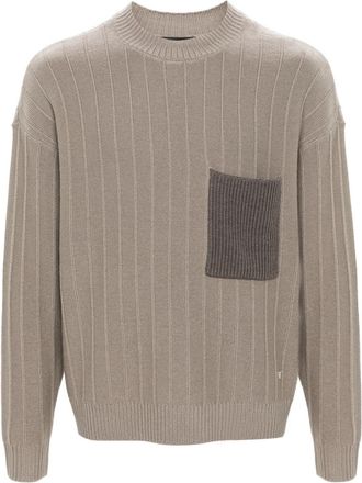 Emporio Armani patch-pocket virgin-wool jumper - men - Virgin Wool/Virgin Wool/Polyamide/Elastane - M - Neutrals