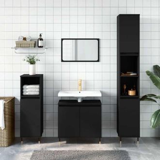vidaXL Mobile da Bagno Nero 58x33x60 cm in Legno Multistrato - Vidaxl