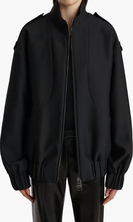 Khaite Sigi Wool & Silk Bomber Jacket in Black at Nordstrom, Size X-Small